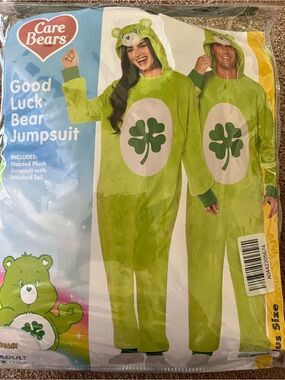 Spirit Green Care Bear Costume with White Belly and Clover
